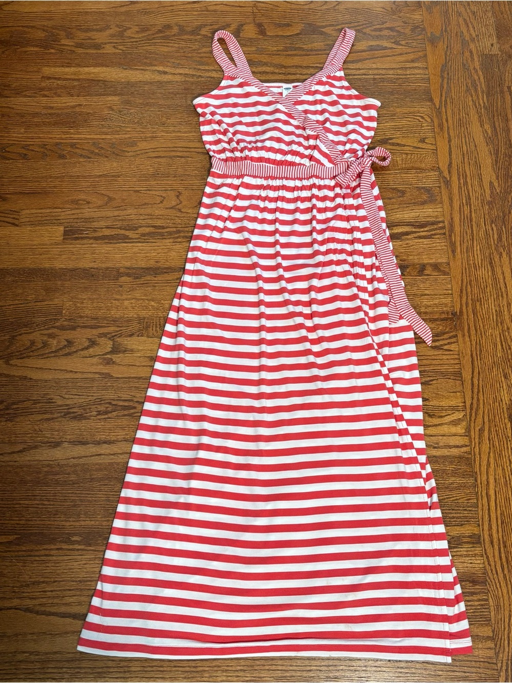 Old Navy Red and White Striped Maxi Dress